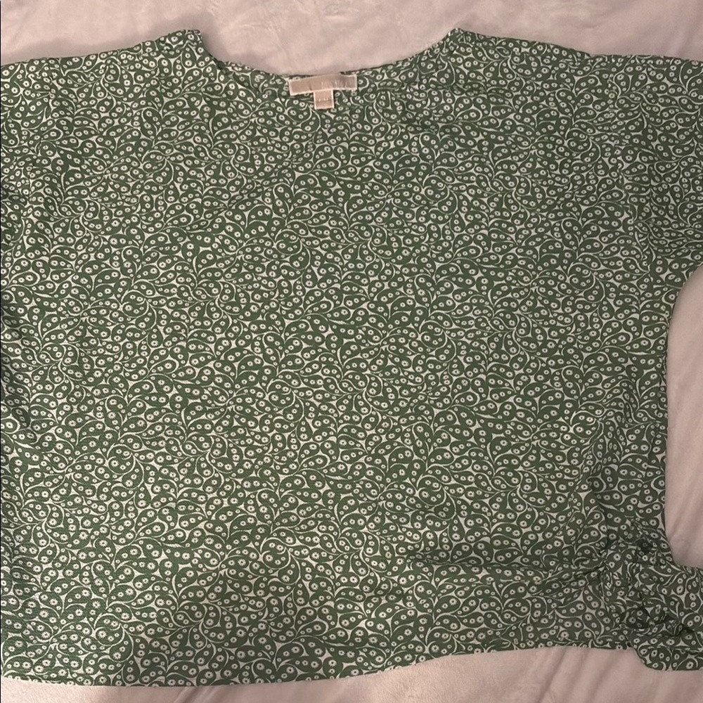Michael Kors Green Short Sleeve‎ Boxy Blouse